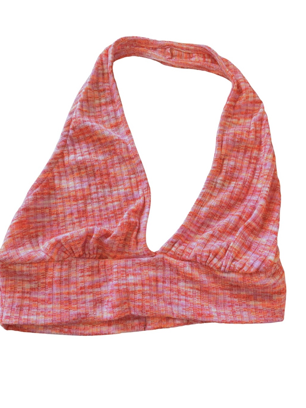 3/$20 Lulu's Multicolor Pink-Orange Ribbed Halter Top Bralette Crop Top